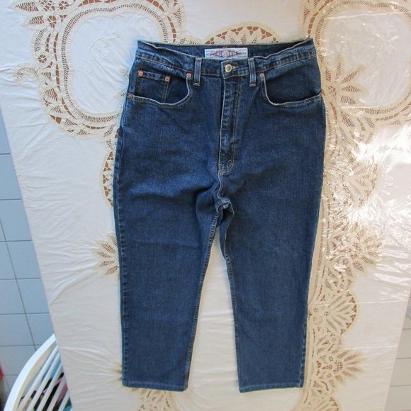 Ikeda Straight-Leg High-Rise 1990s Dark-Wash Blue Jeans Size 32 *no back patch* - Picture 9 of 10